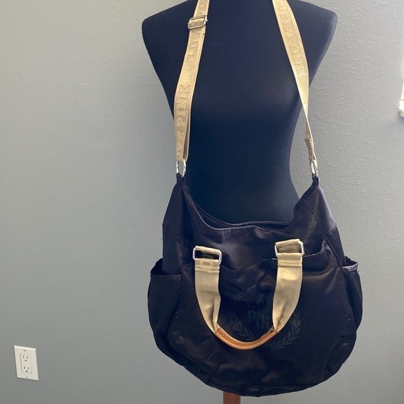 Black & gold VS Pink Messenger bag satin & canvas - Picture 4 of 16